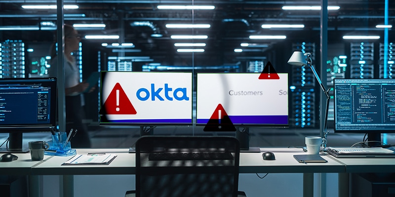Computer screens showing error notifications