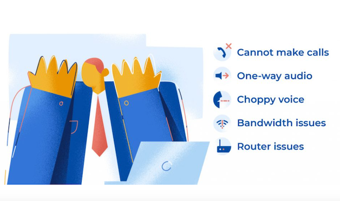 Graphic from Nextiva with a list of reasons VoIP could be not working well.