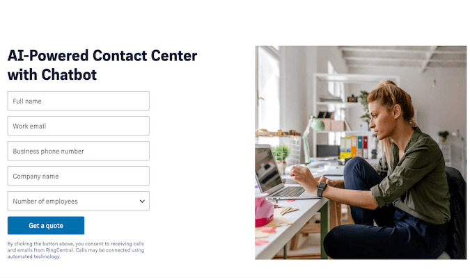 RingCentral AI powered contact center with chatbot